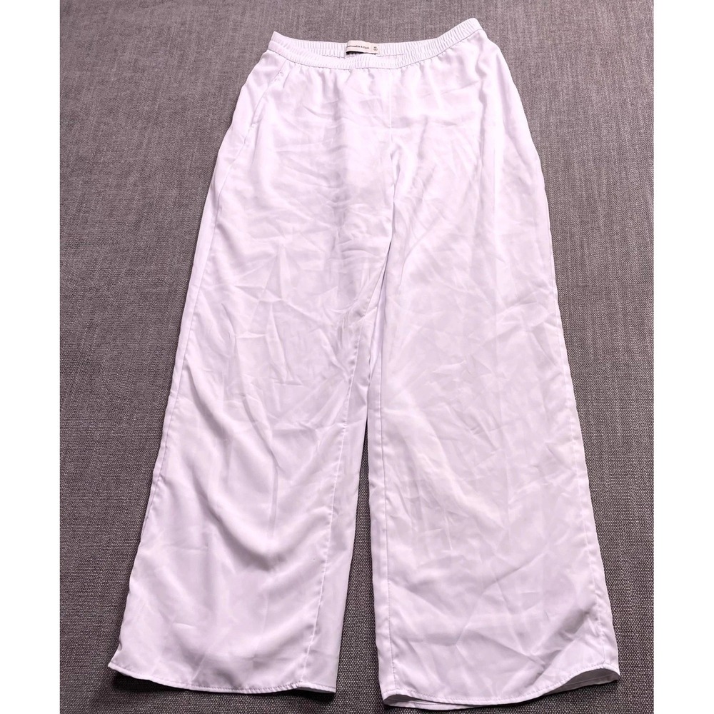 Abercrombie & Fitch Pants Womens XS White Elastic Waist Pockets Wide Leg Casual